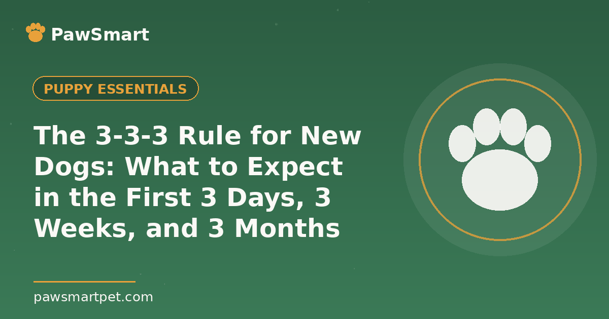 The 3-3-3 Rule for New Dogs: What to Expect in the First 3 Days, 3 Weeks, and 3 Months — illustrated PawSmart guide