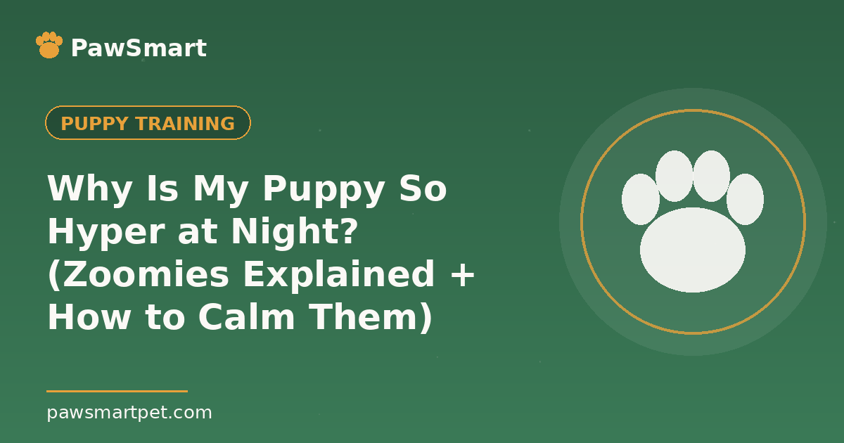 Why Is My Puppy So Hyper at Night? (Zoomies Explained + How to Calm Them) — illustrated PawSmart guide